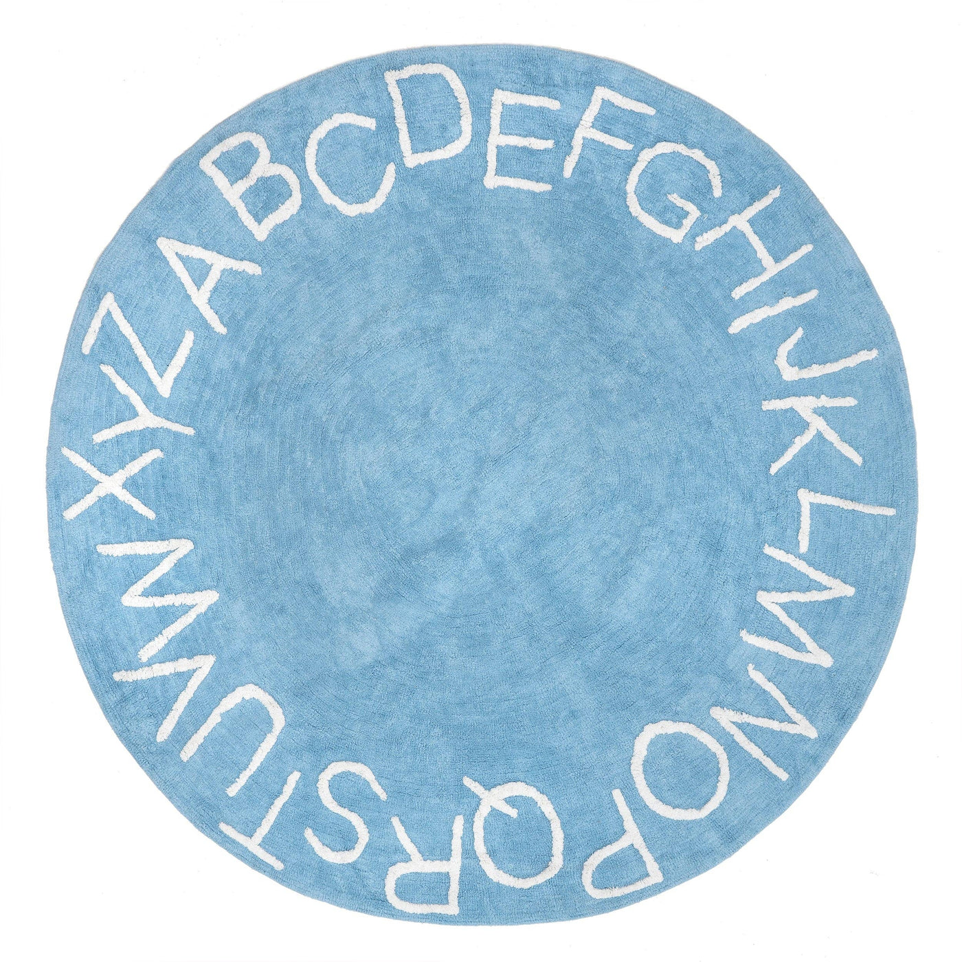 Kids Washable Round Alphabet Rug (Blue) - Round 6'