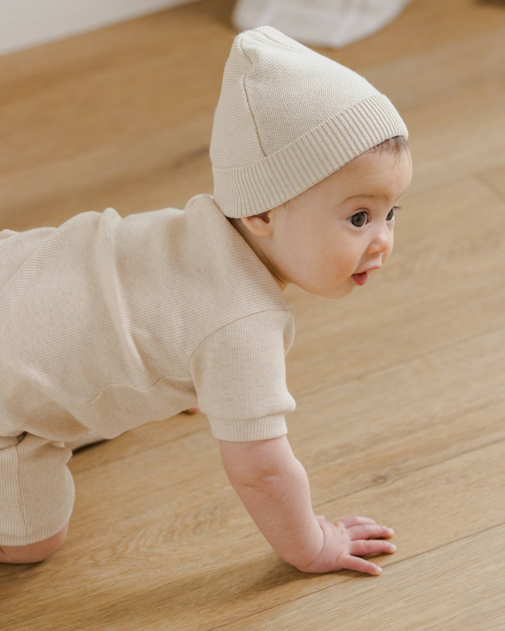 Baby Beanie- Heathered Natural