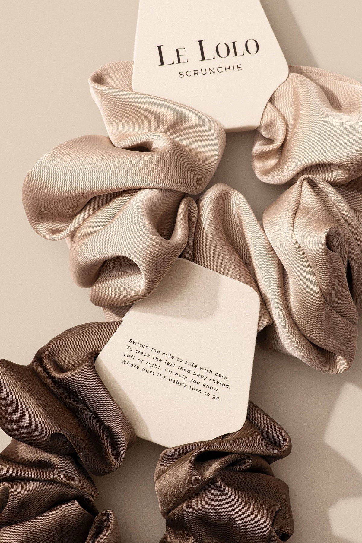 Breastfeeding Reminder Scrunchie | Postpartum, New Mom, Baby: Beige