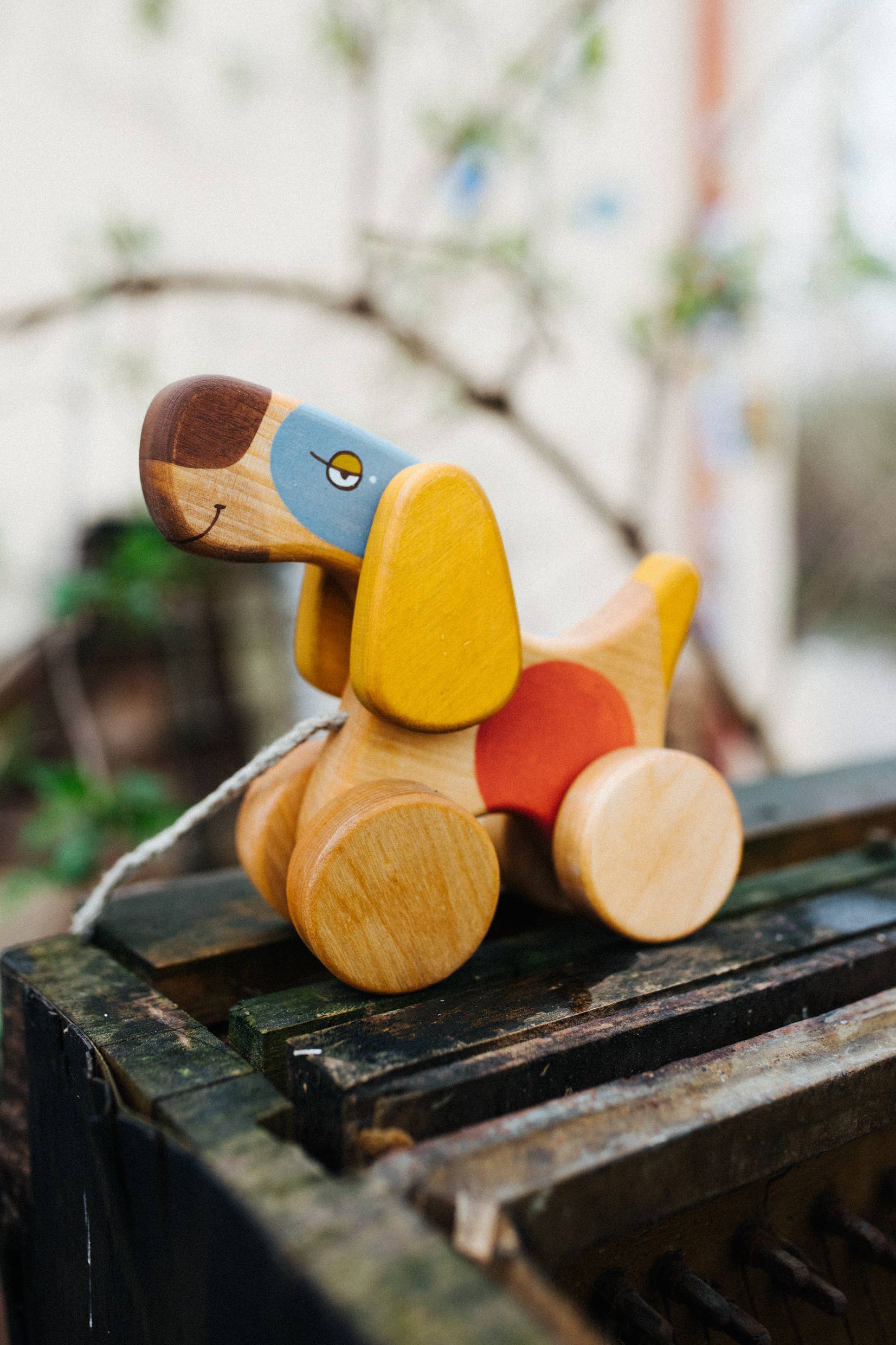 Handcrafted Wooden Dog Pull Toy