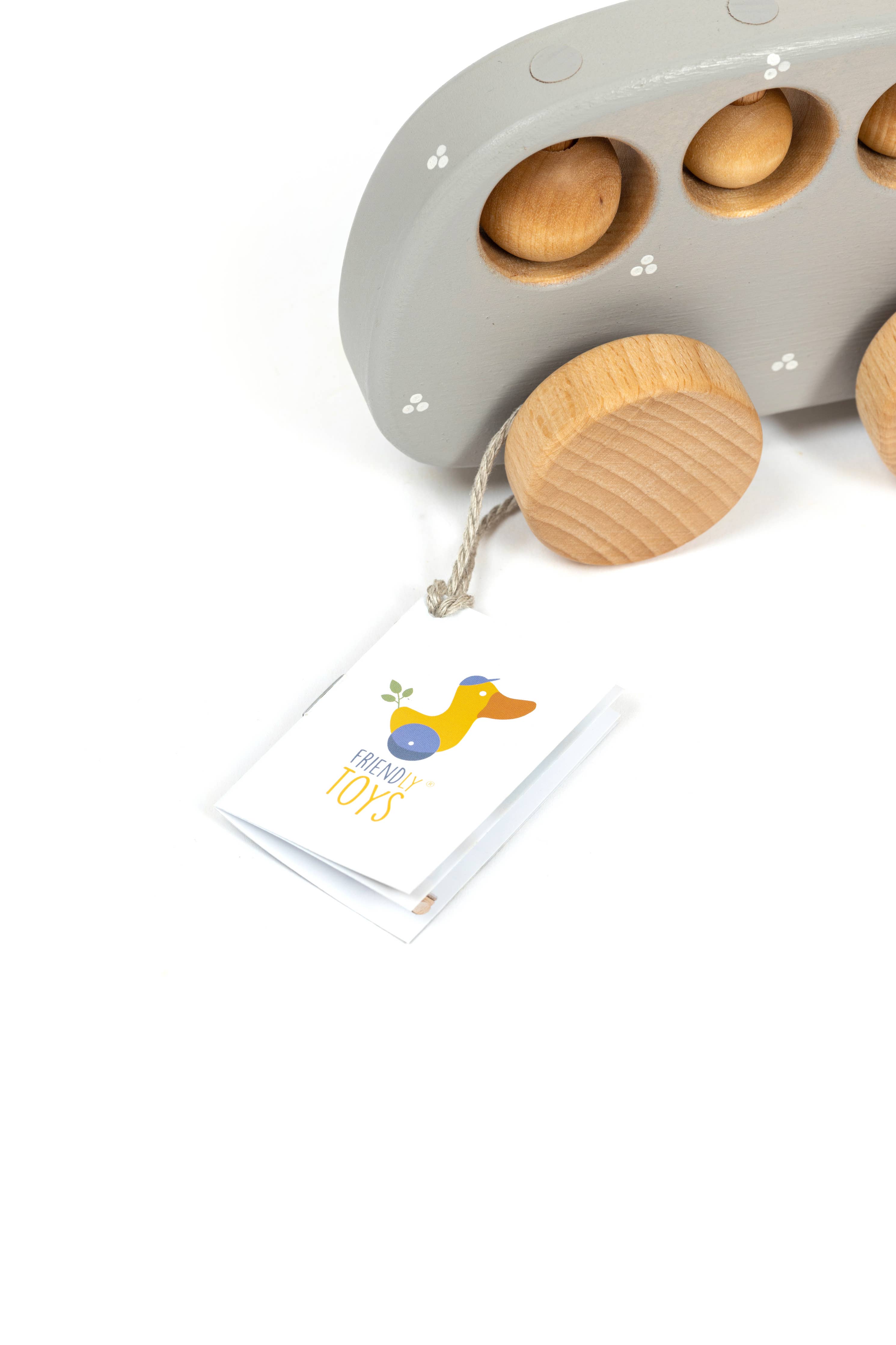 Handcrafted Birch Wood Blue Horse Pull Toy