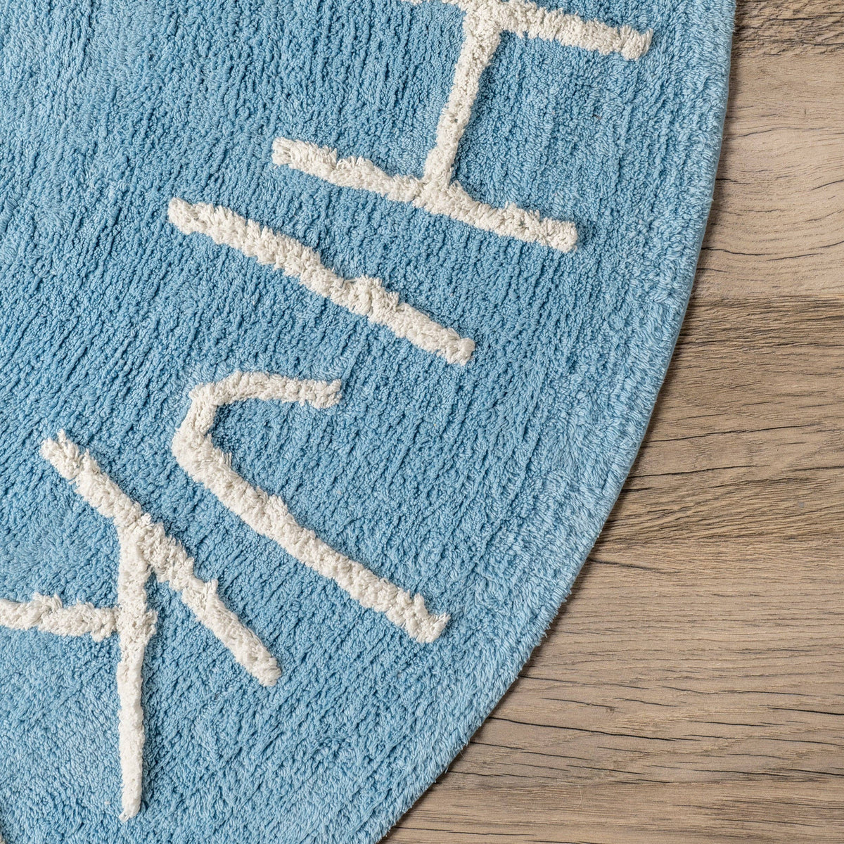 Washable Round Alphabet Rug, Blue, 6 ft