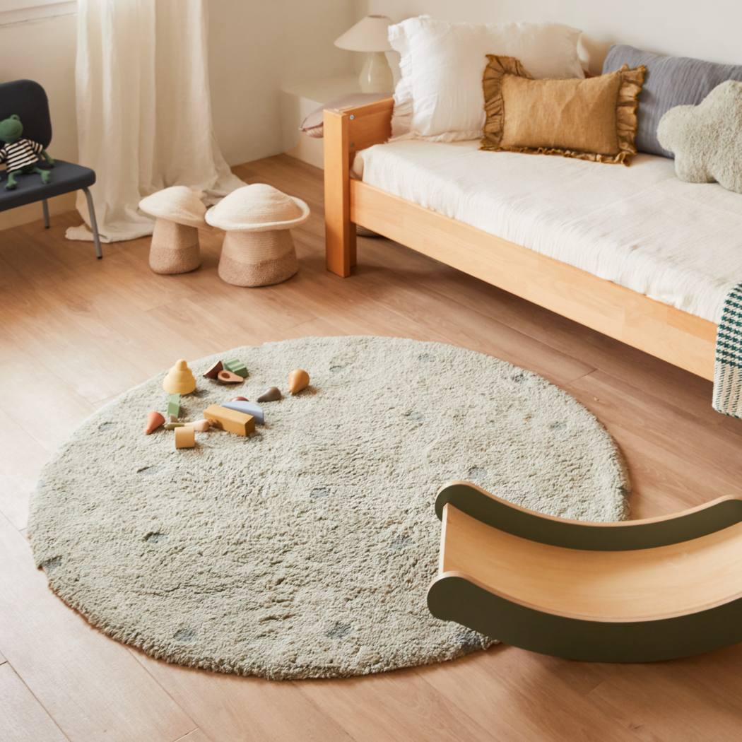 Washable rug Round Dot Blue Sage