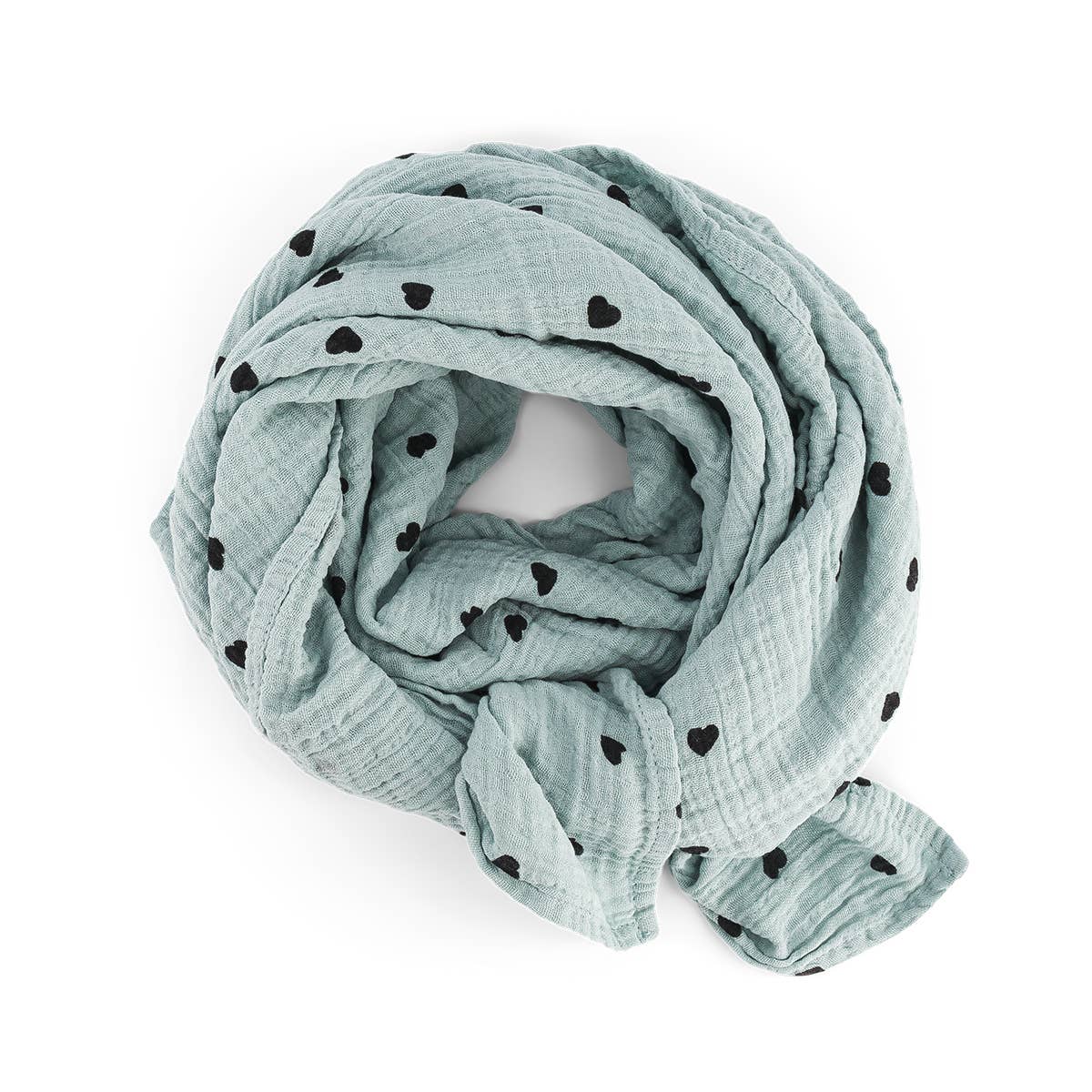 Bianca Muslin Swaddle - Heart Blue Spray