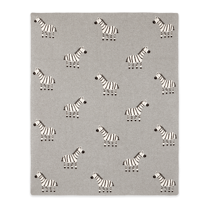 Zebra Knit Blanket, Grey Heather