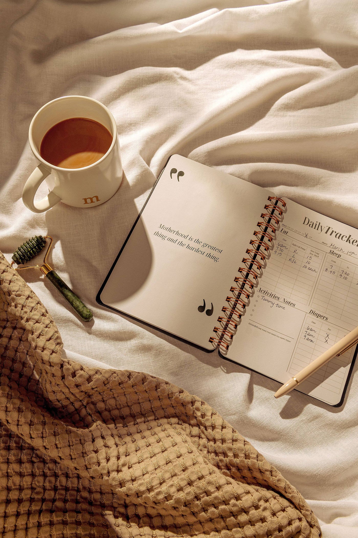 Postpartum Journal: Prompts for Mama, Daily Tracker for Baby