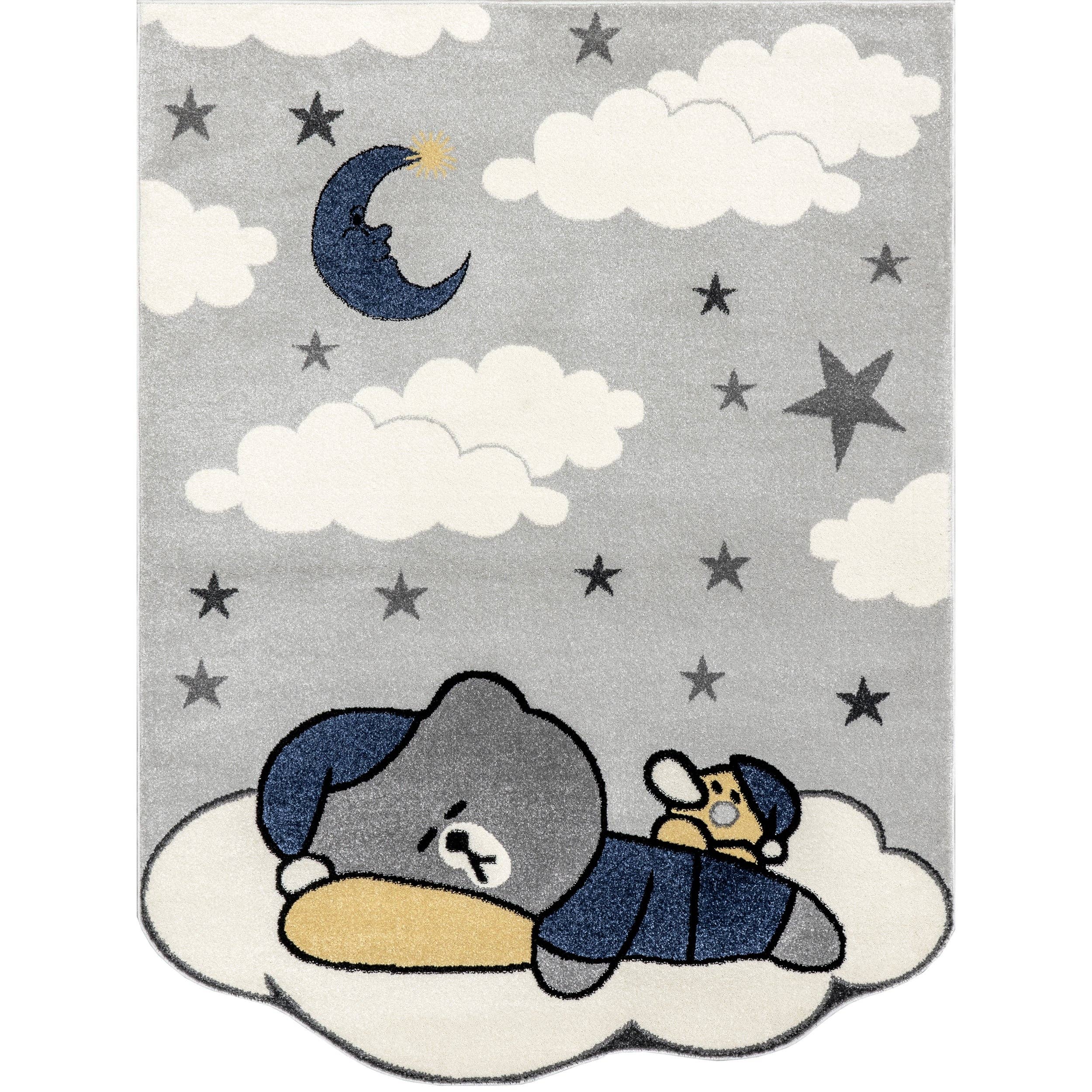 Ryder Sleeping Bear Kids Area Rug: Light Grey - Rectangle 8' x 10'