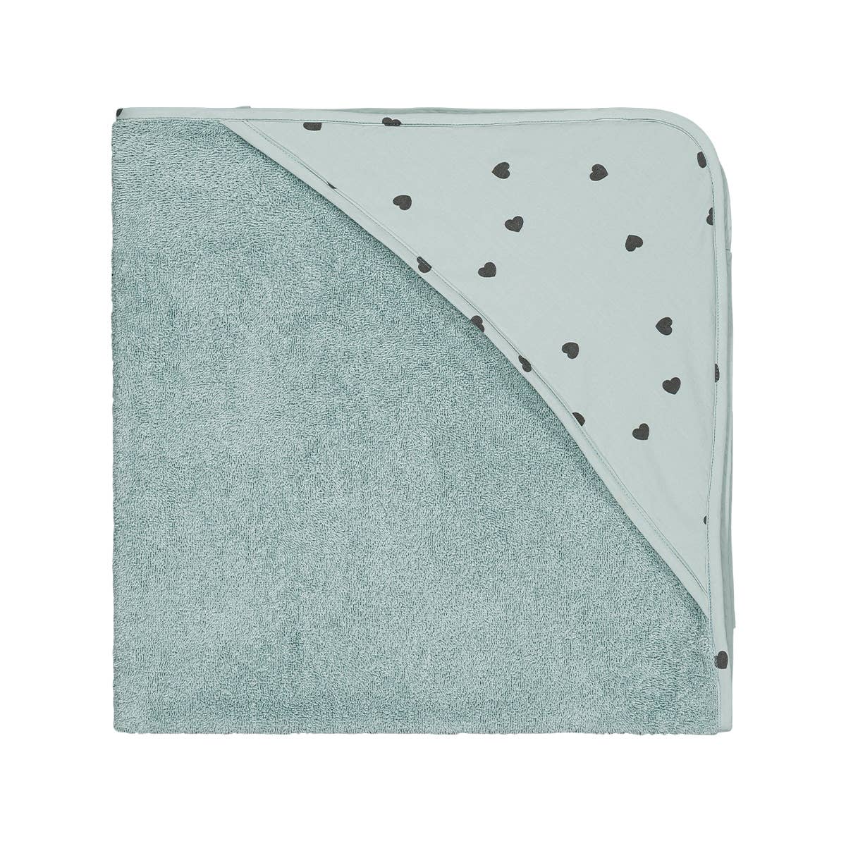 Colette Baby Bath Cape - Heart Blue Spray