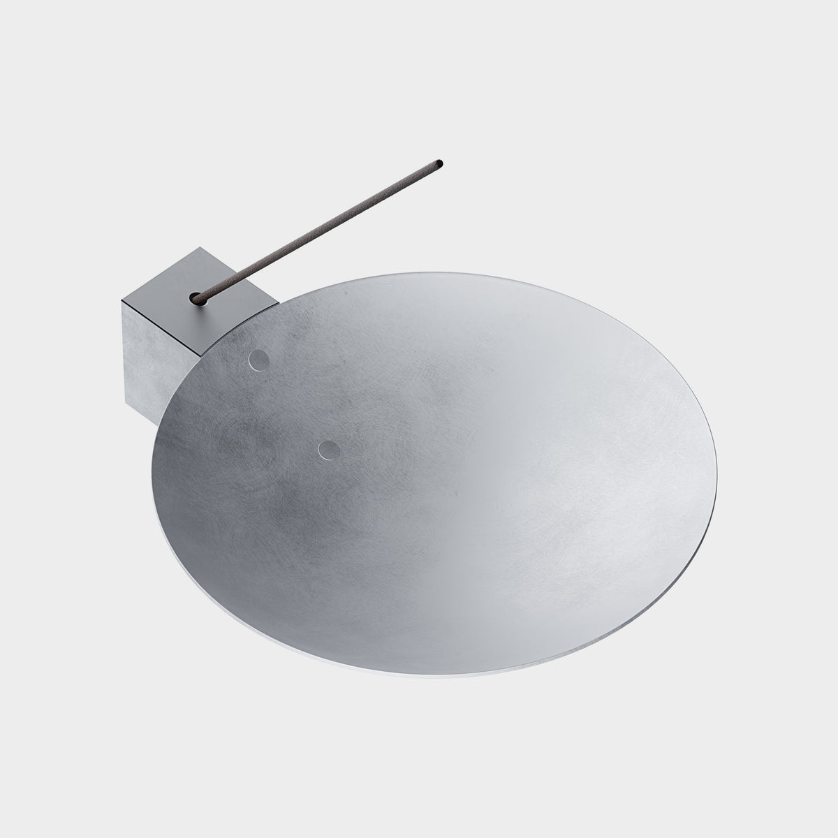 Walden Block Incense Holder in raw aluminum, three-quarter view