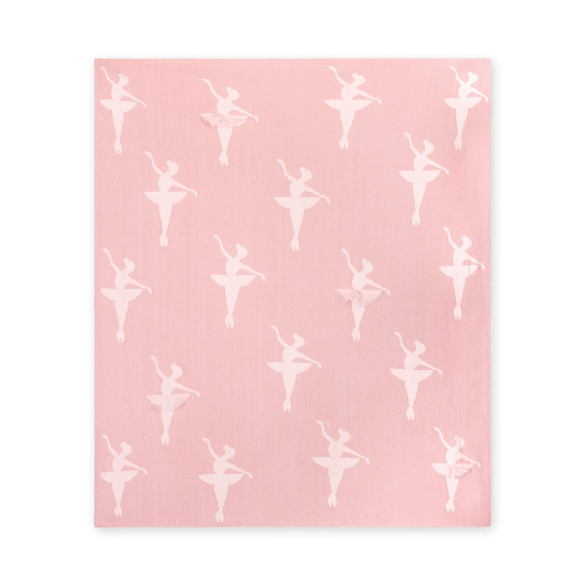 Viverano Ballerina Tutu Organic Cotton Knit Baby Blanket in Pink, laid flat
