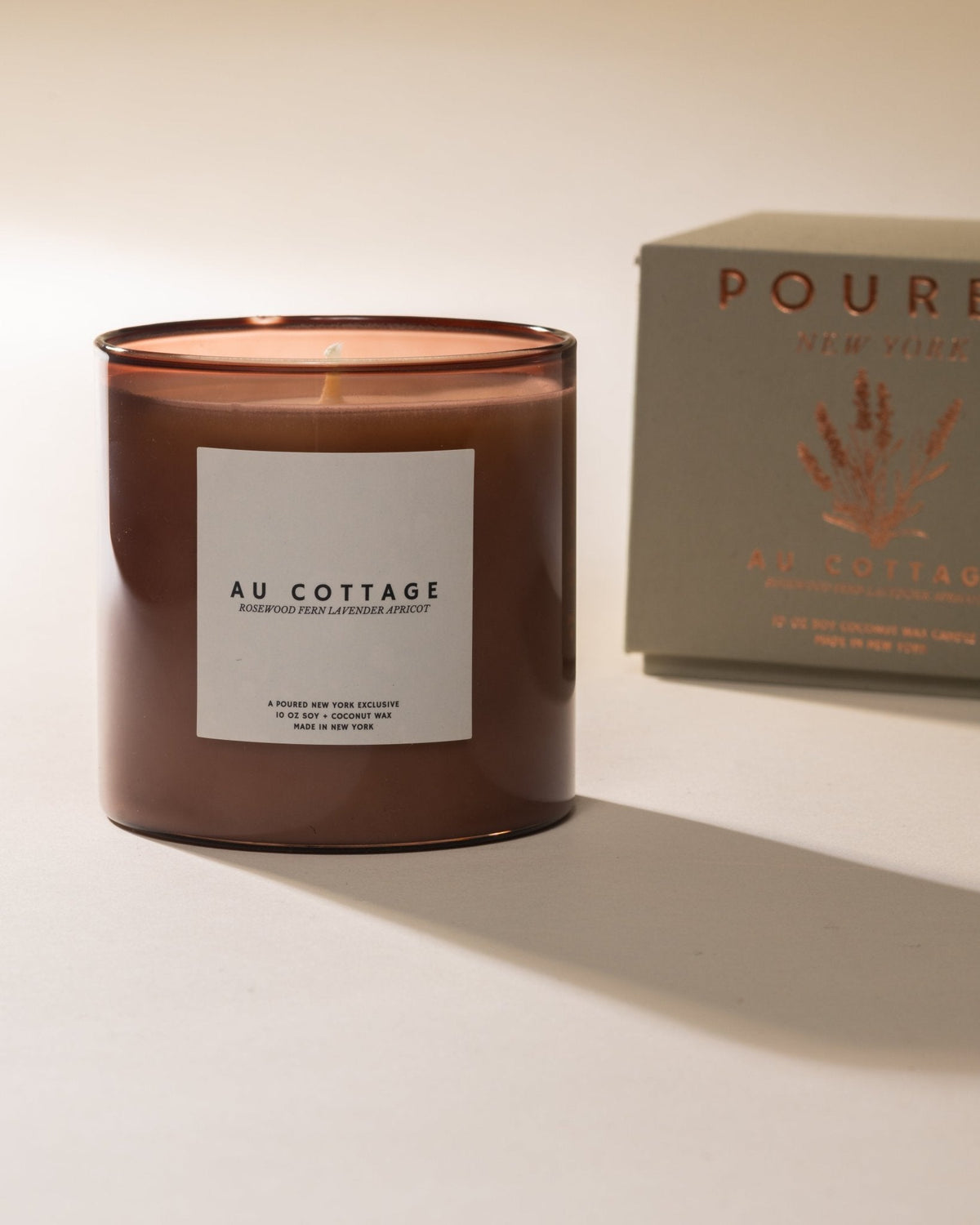 Poured New York Au Cottage candle with its box