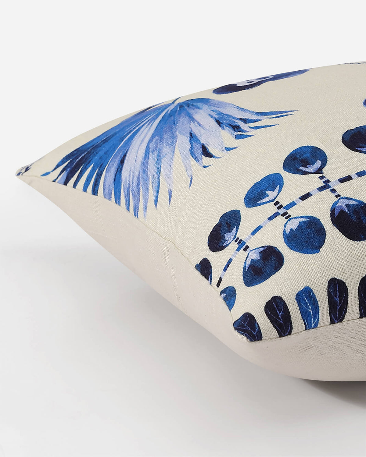 Sunday Citizen Blue Monkeys Throw Pillow in off white, detail