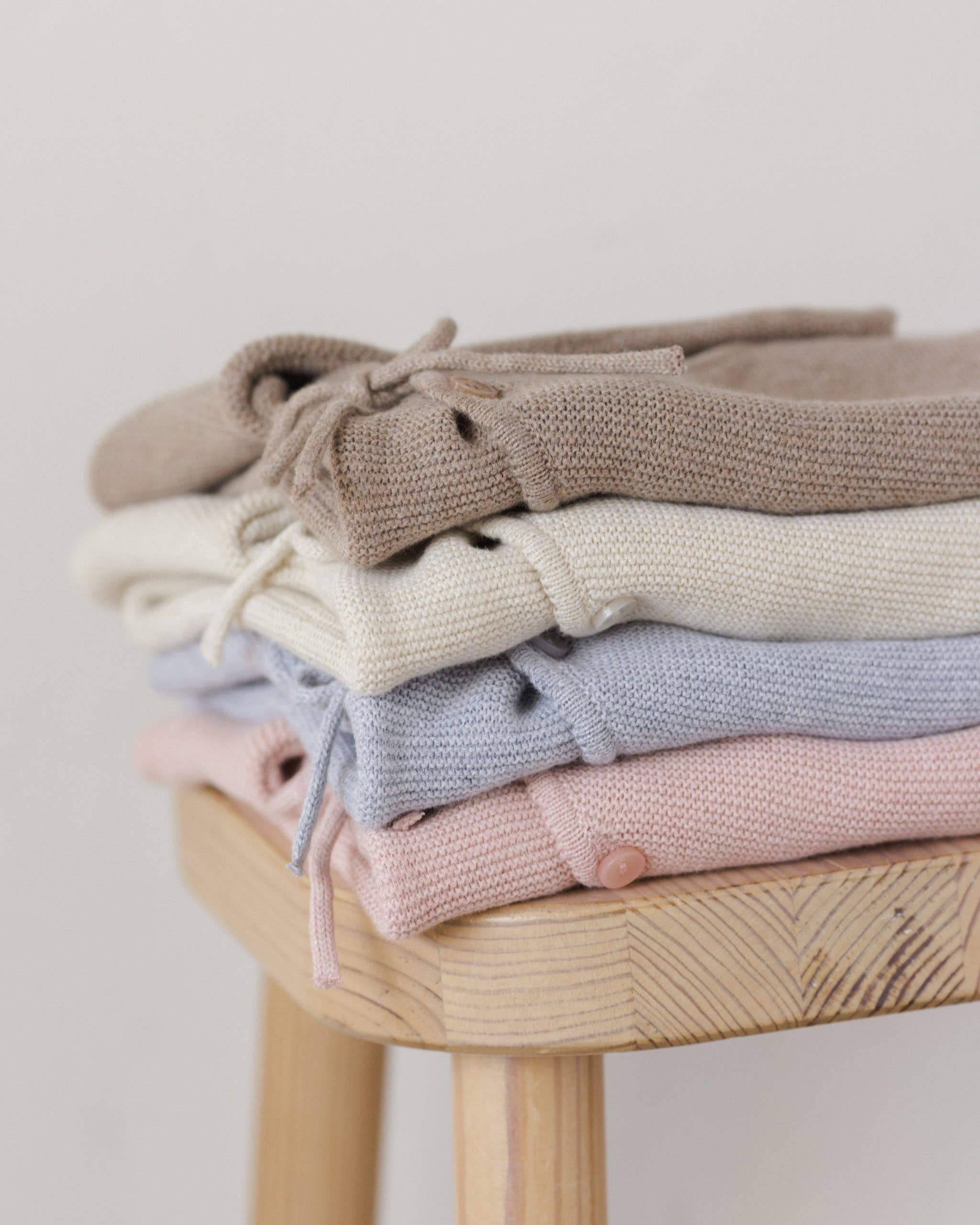 Wrap Knit Footie - Heathered Dusty Blue