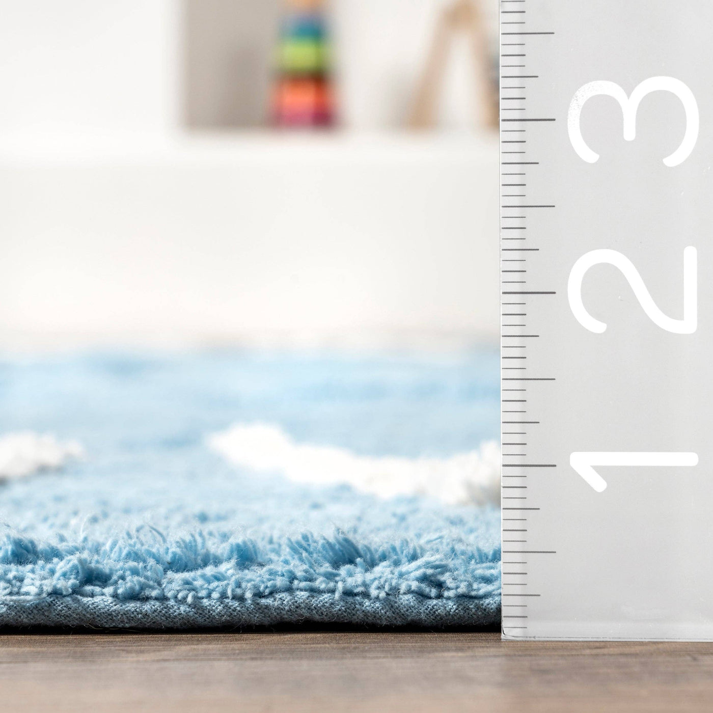 Kids Washable Round Alphabet Rug (Blue) - Round 6'