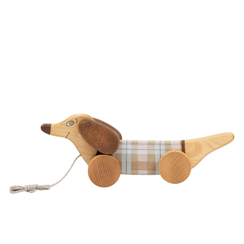 Wooden Pastel Sausage Dog Pull Toy
