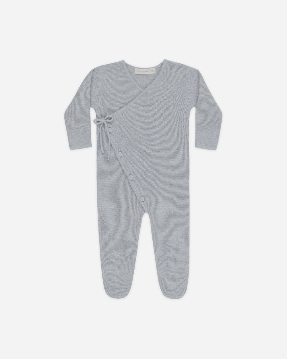 Wrap Knit Footie - Heathered Dusty Blue
