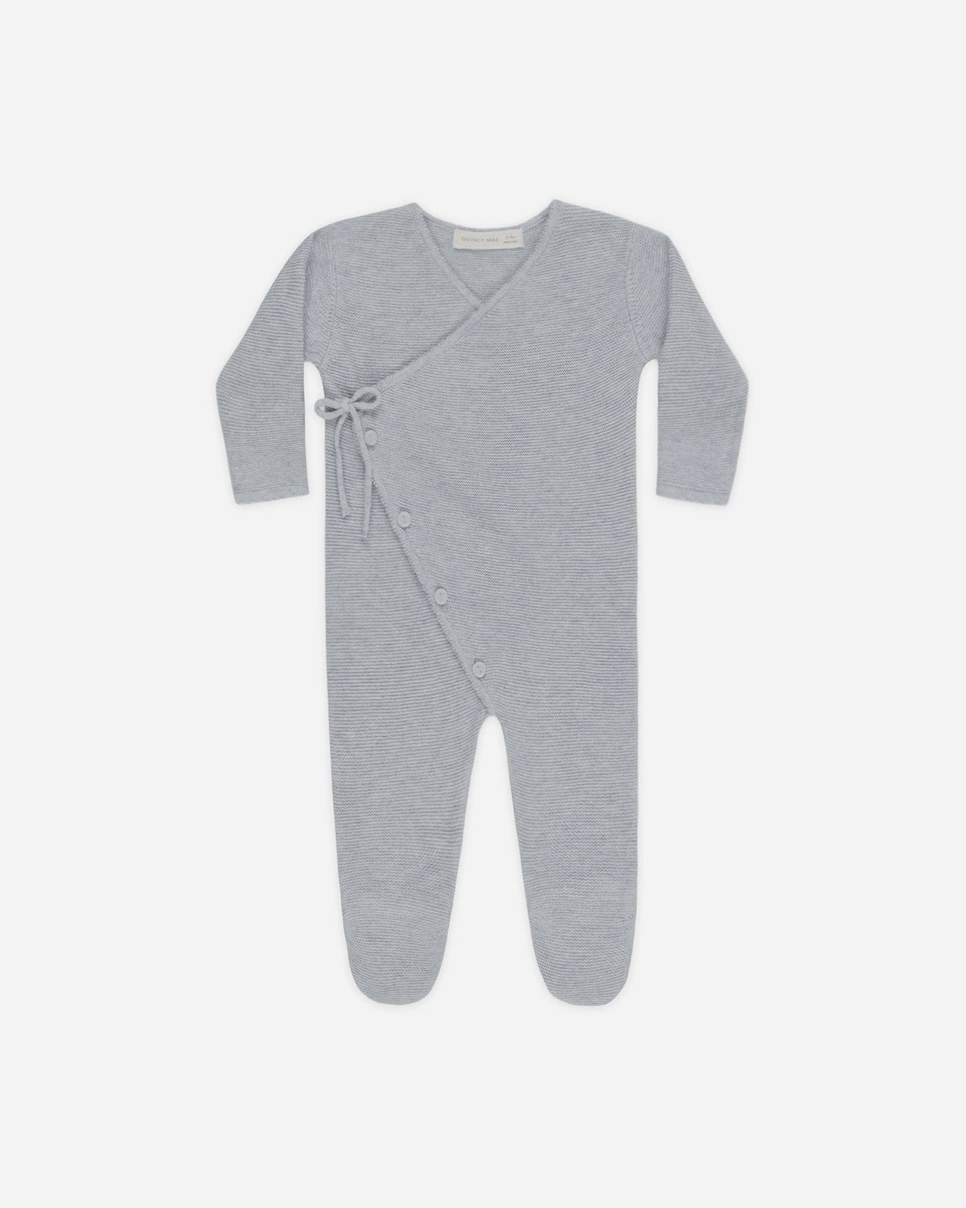 Wrap Knit Footie - Heathered Dusty Blue
