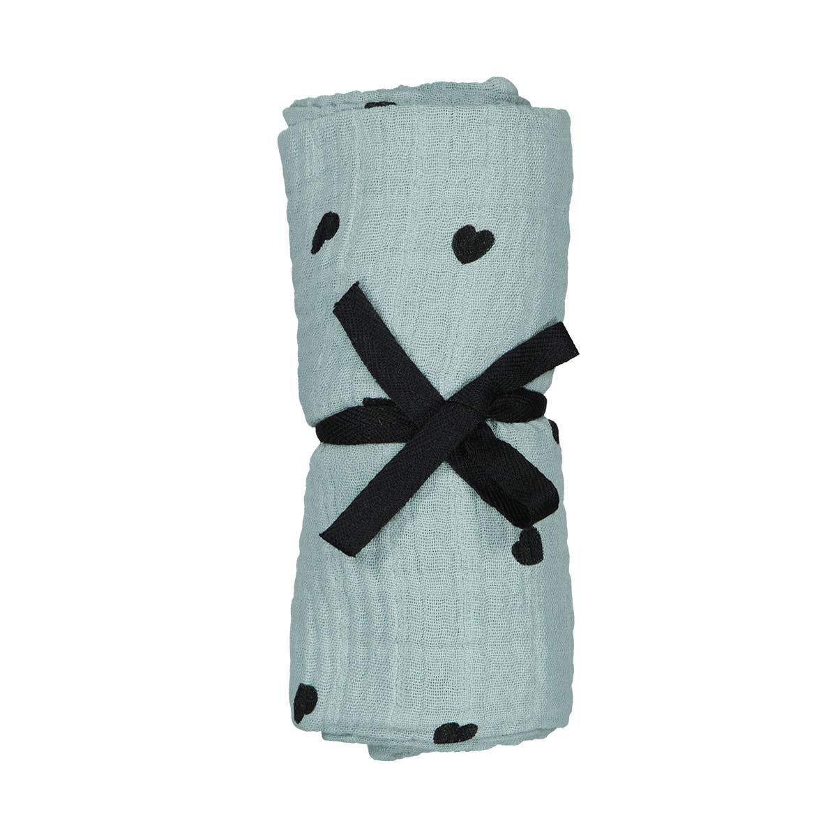 Bianca Muslin Swaddle - Heart Blue Spray