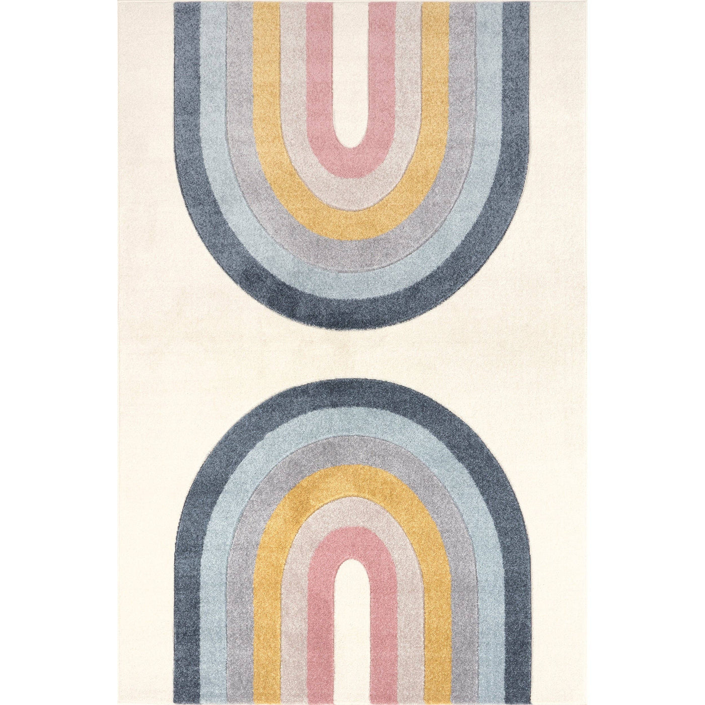Jerri Double Half Rainbow Kids Area Rug - Rectangle 7' 10" x 10'