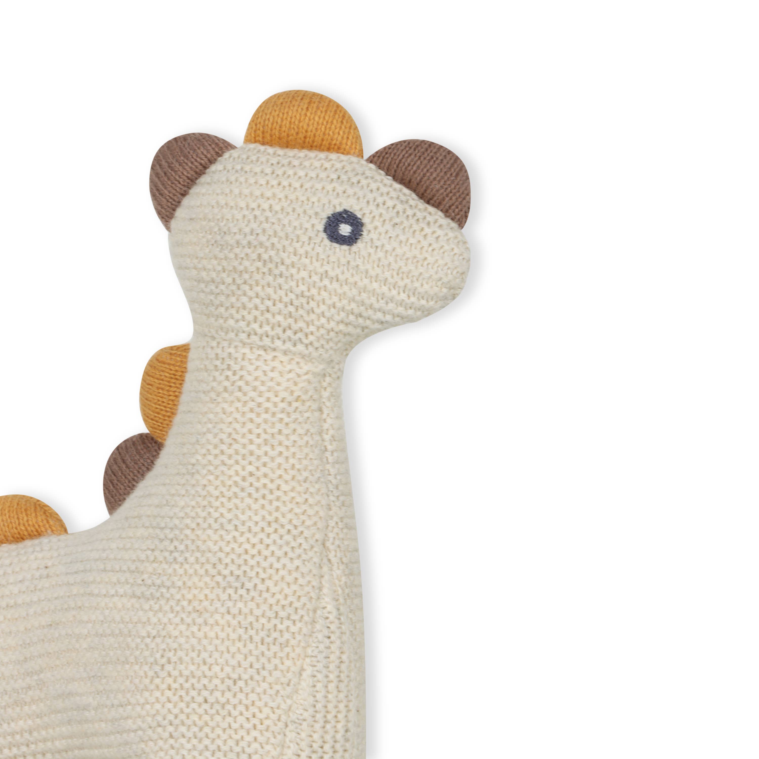 Dino Knit Stuffed Animal Soft Baby Toy (Organic Cotton): Natural Heather