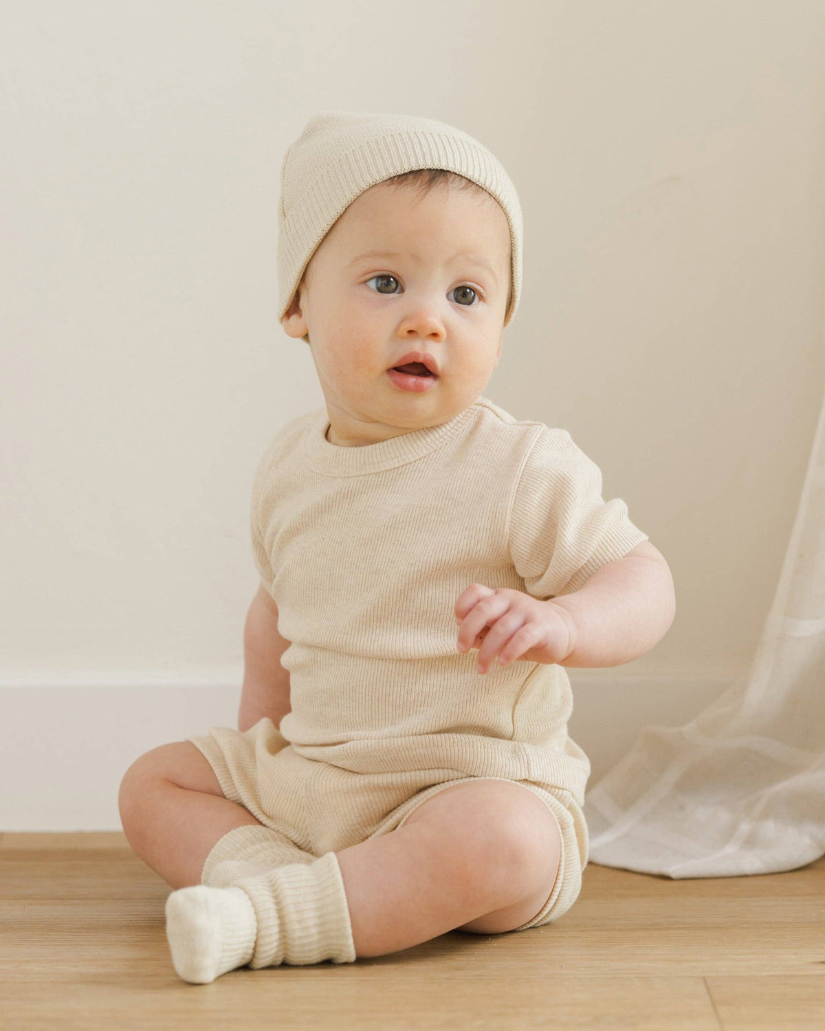 Baby Beanie - Heathered Natural