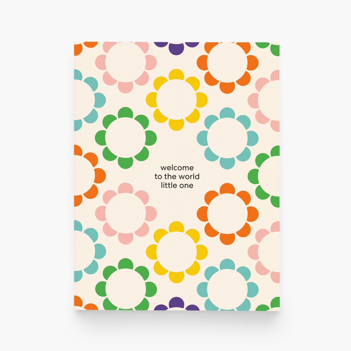 Welcome New Baby Geometric Flowers Greeting Card