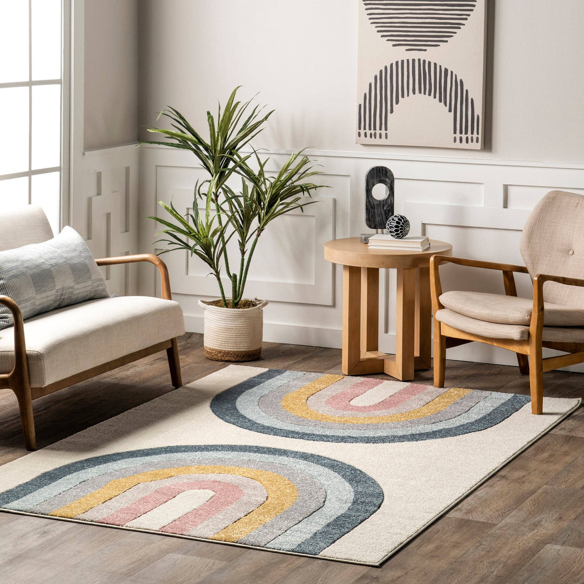 Jerri Double Half Rainbow Rug, 7 ft 10 in by 10 ft