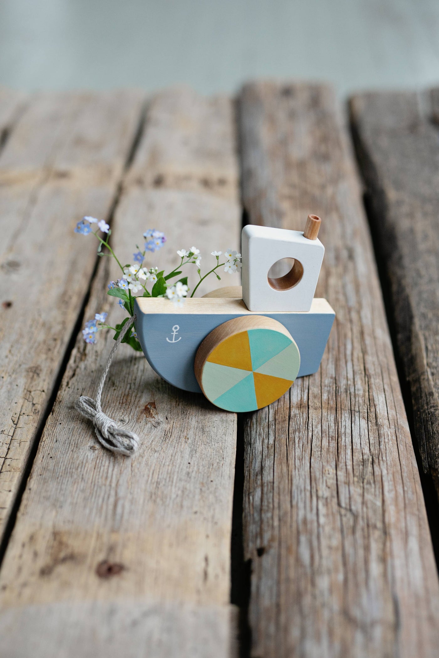 Handcrafted Birch Wood Boat Pull Toy
