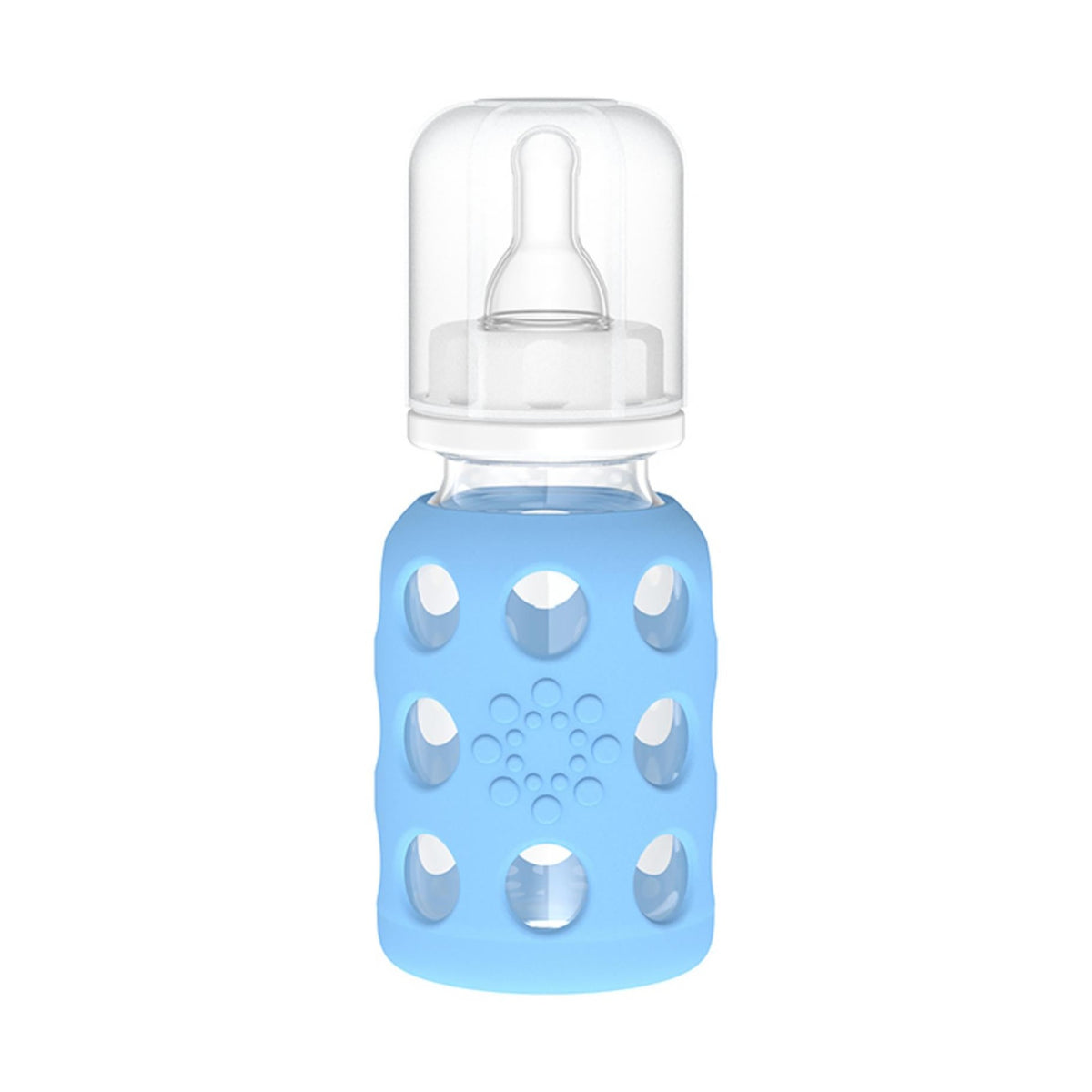 Lifefactory 4oz glass baby bottle in Sky