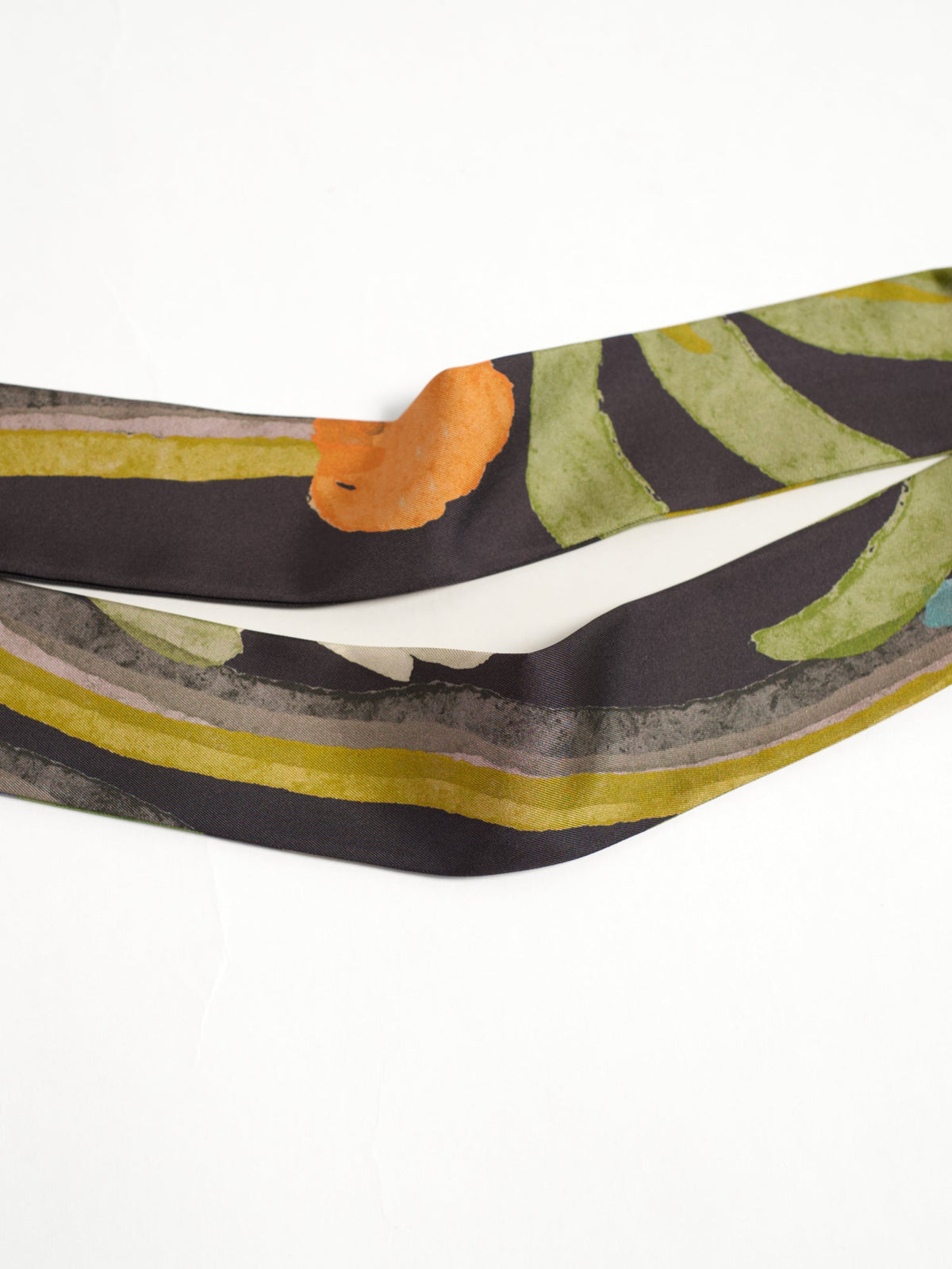 Lost Pattern Ethereal Mirage Silk Twill Skinny Scarf in Dark Brown