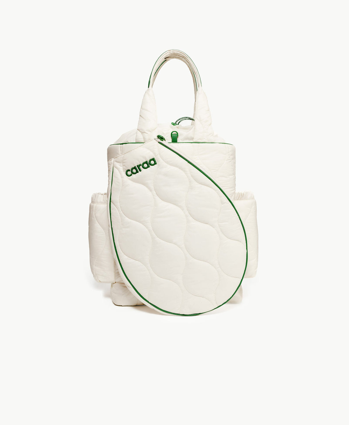 Caraa Tennis Quilted Backpack Tote in Ivory