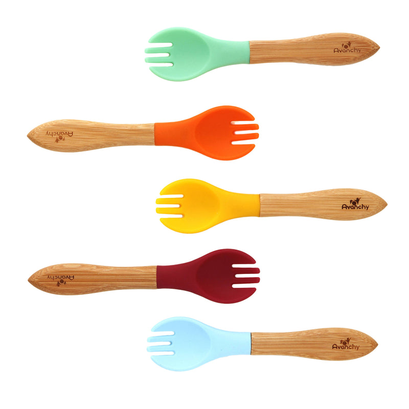 Avanchy Bamboo and Silicone Toddler Training Forks