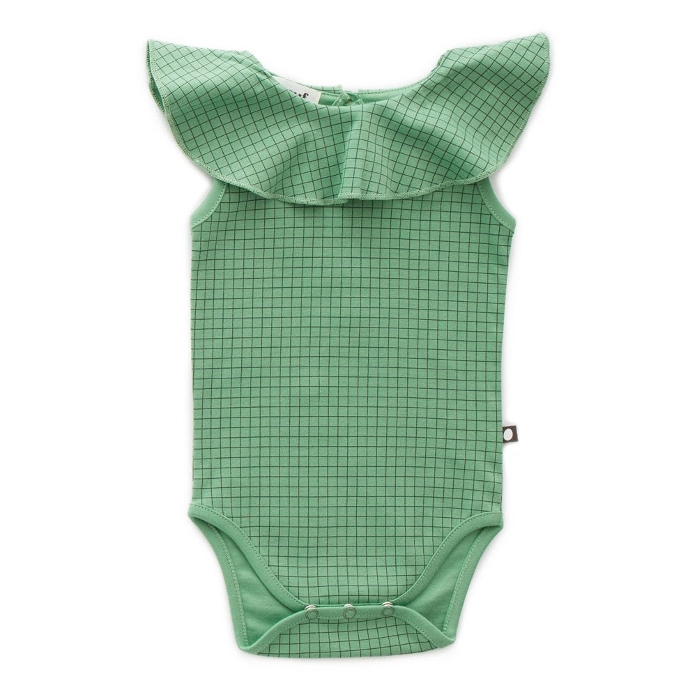 Sleeveless Ruffle Onesie Green