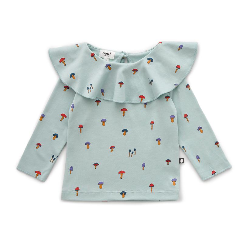 Ruffle Collar Shirt Sky Grey