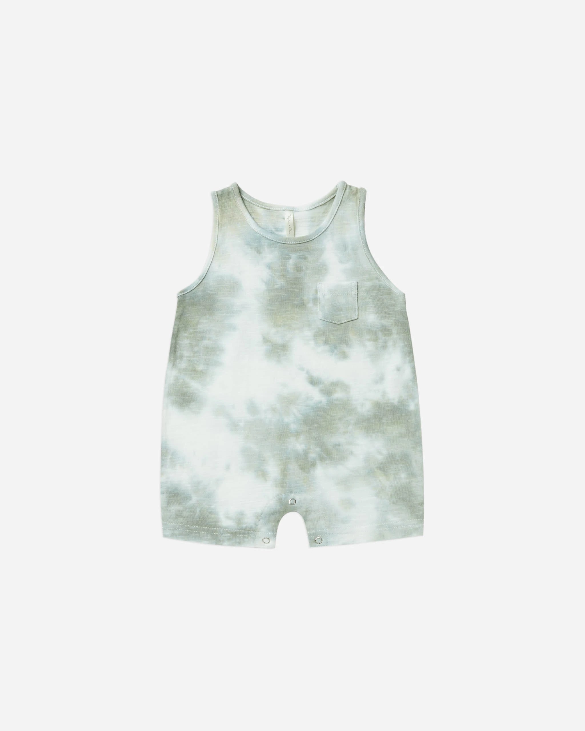 Sleeveless Romper | Aqua Tie Dye