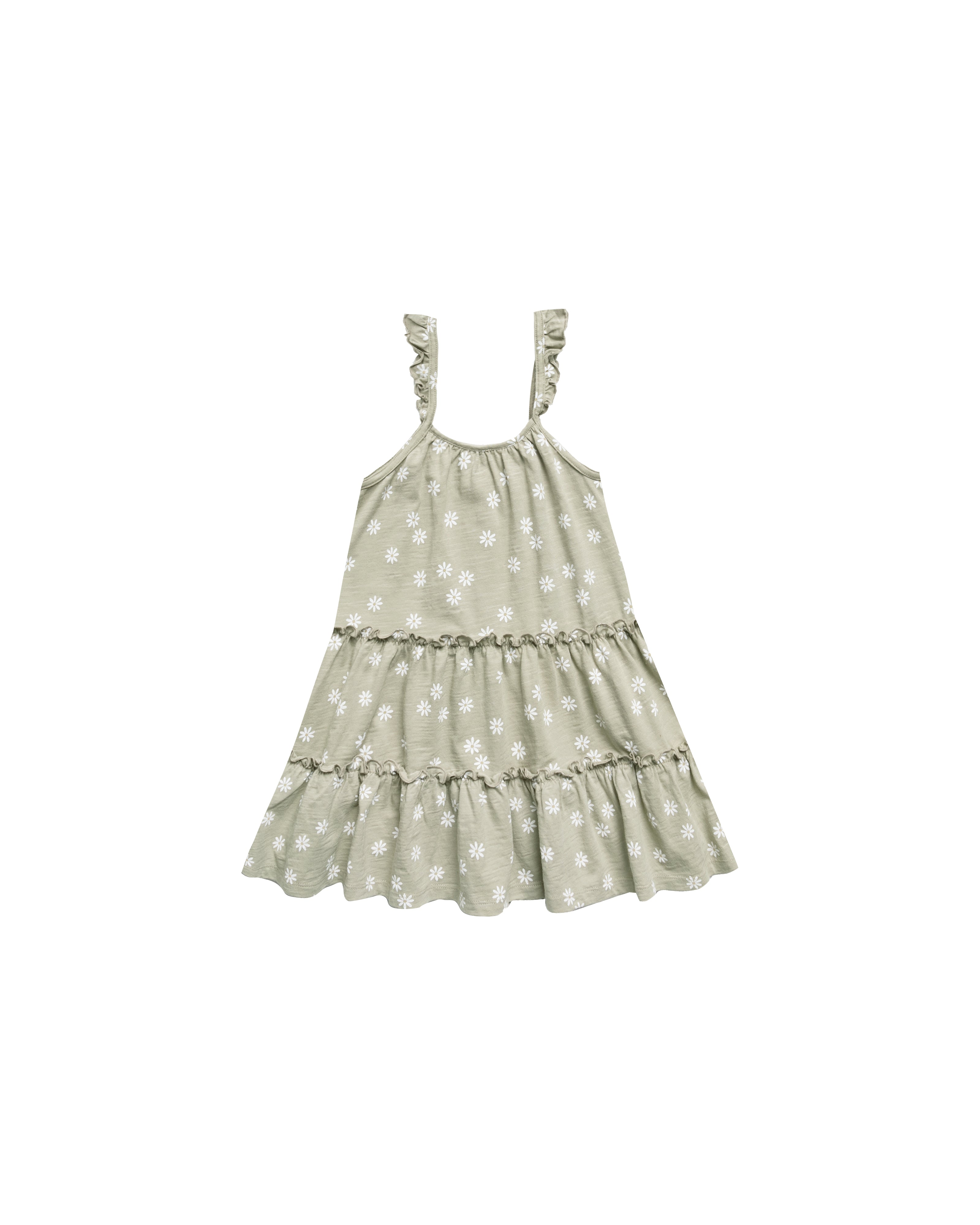 Daisy Confetti Tiered Jersey Dress Sage