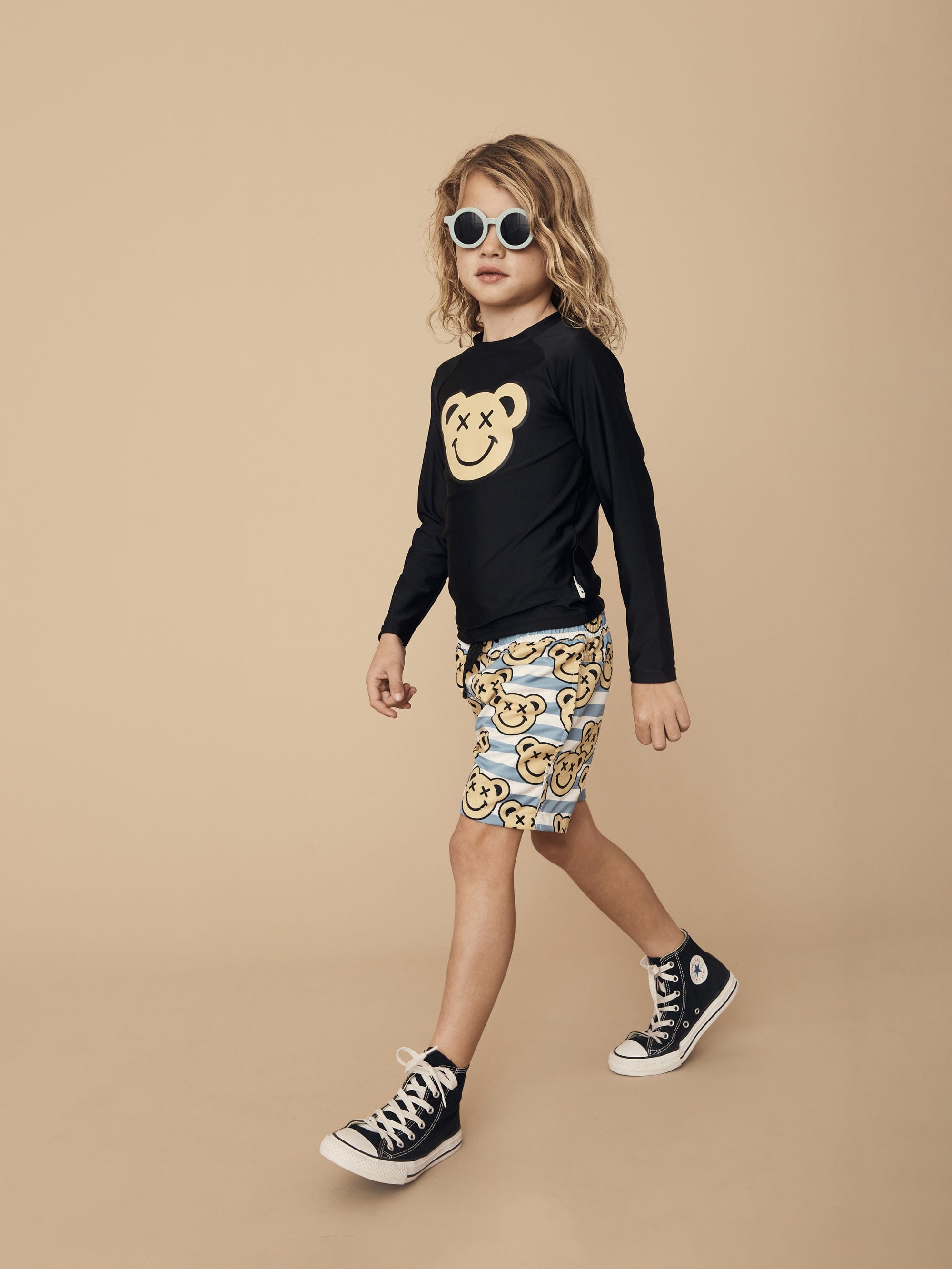 Smiley Bear Swim Short - Wasabi