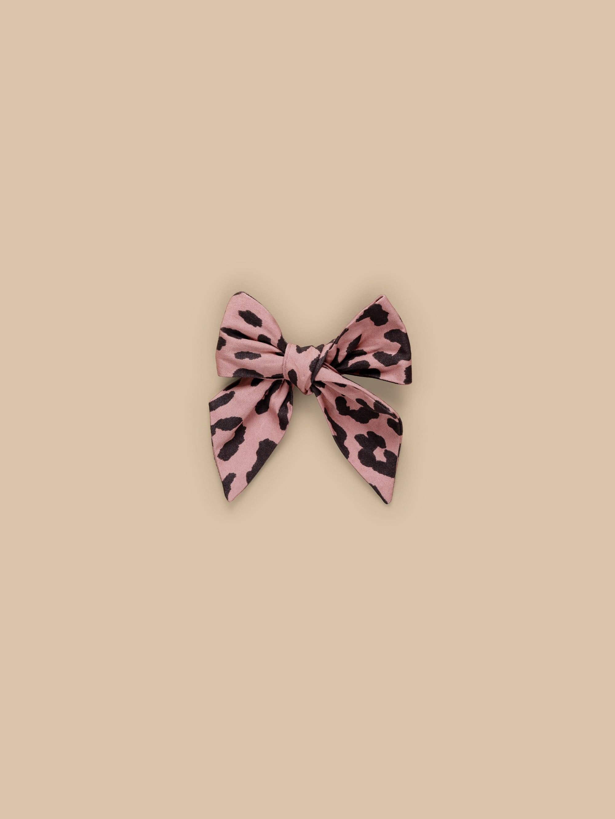 Leopard Hair Bow - Dusty Rose
