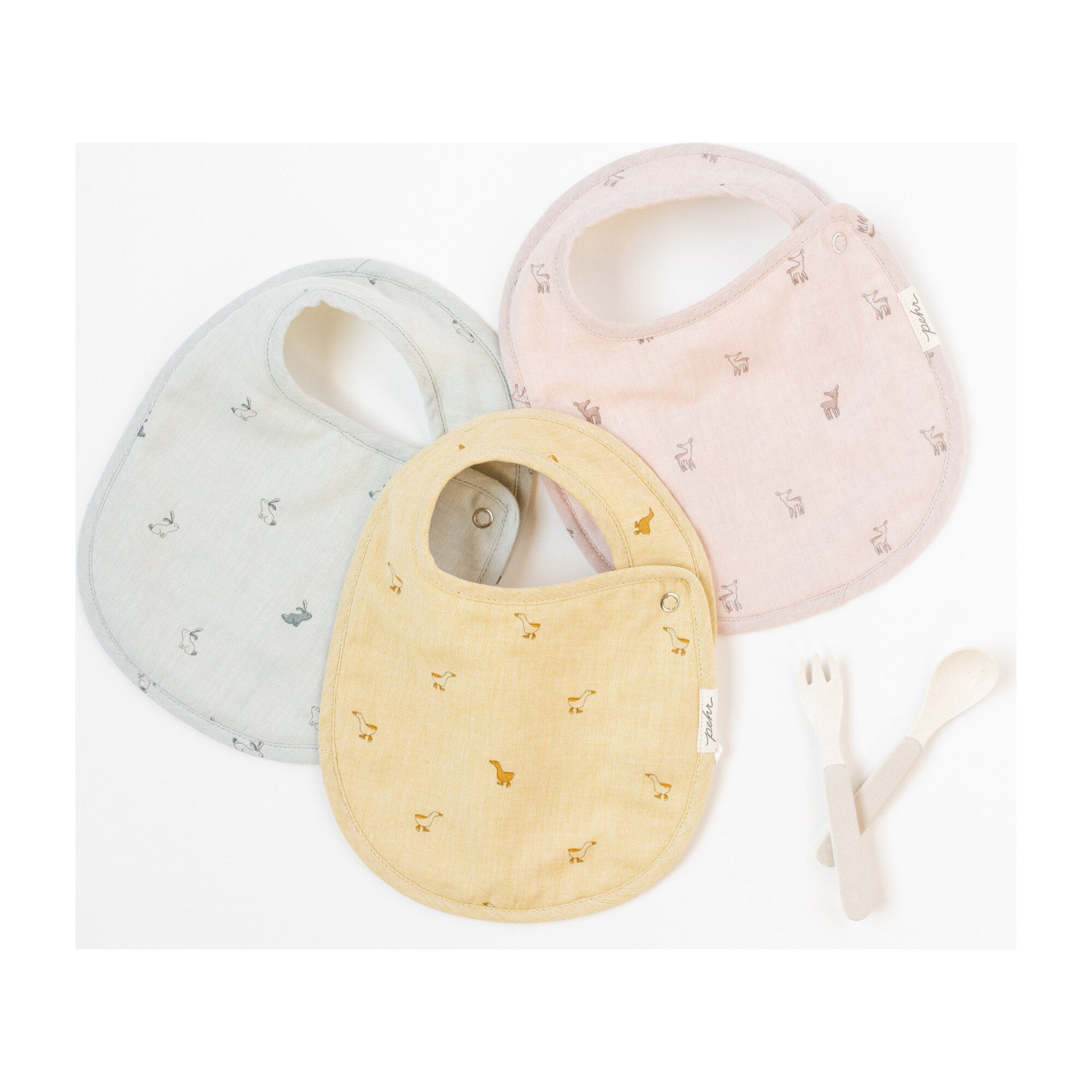 Woven Chambray Single Bib - Hatchling Bunny