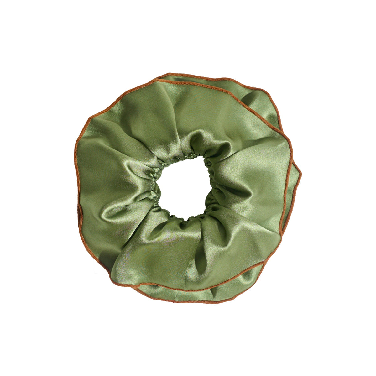 Lost Pattern Maxi Flower Double-Layer Oversized Silk Scrunchie in Martini Olive