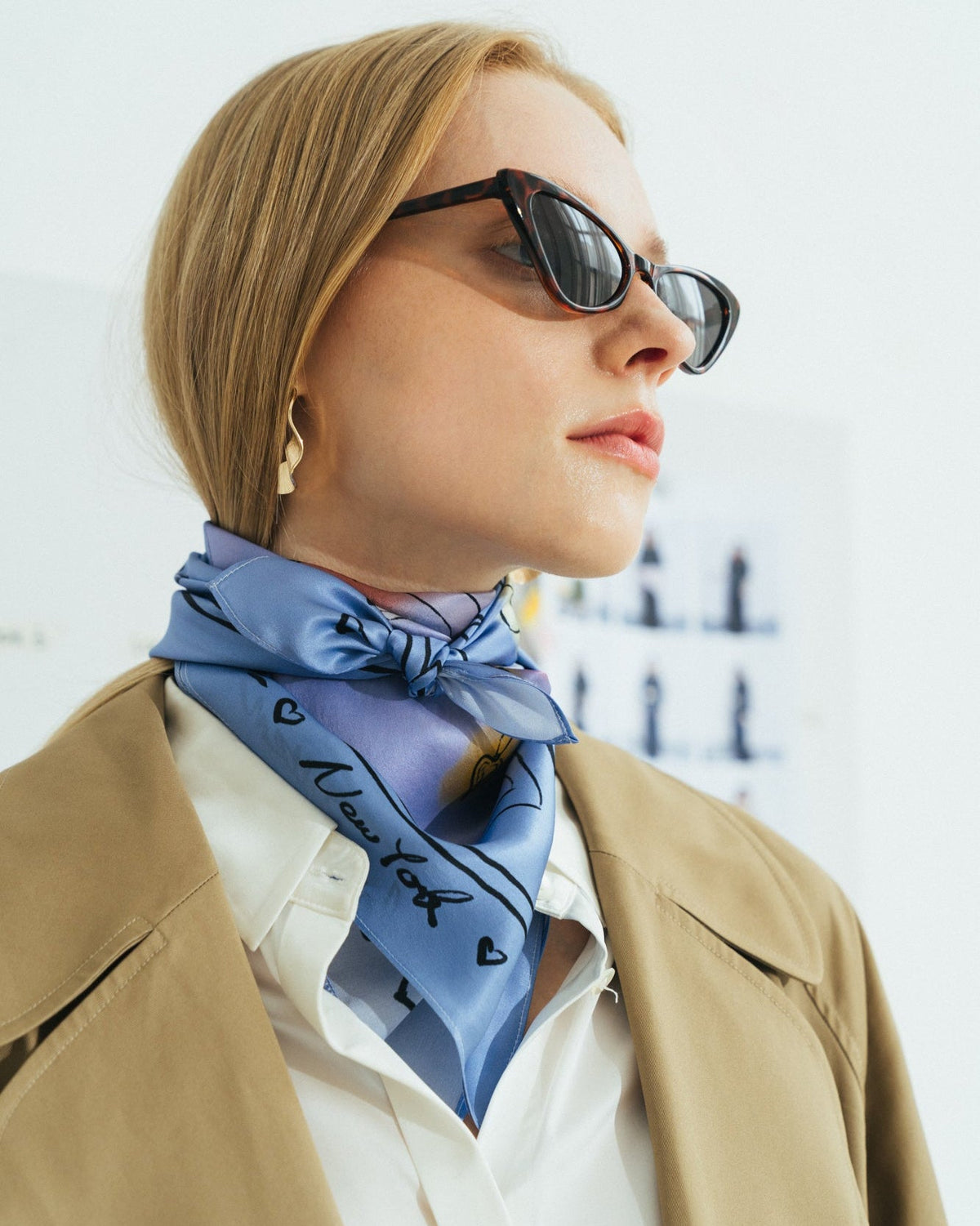 Lost Pattern New York in Sketches Silk Scarf in blue