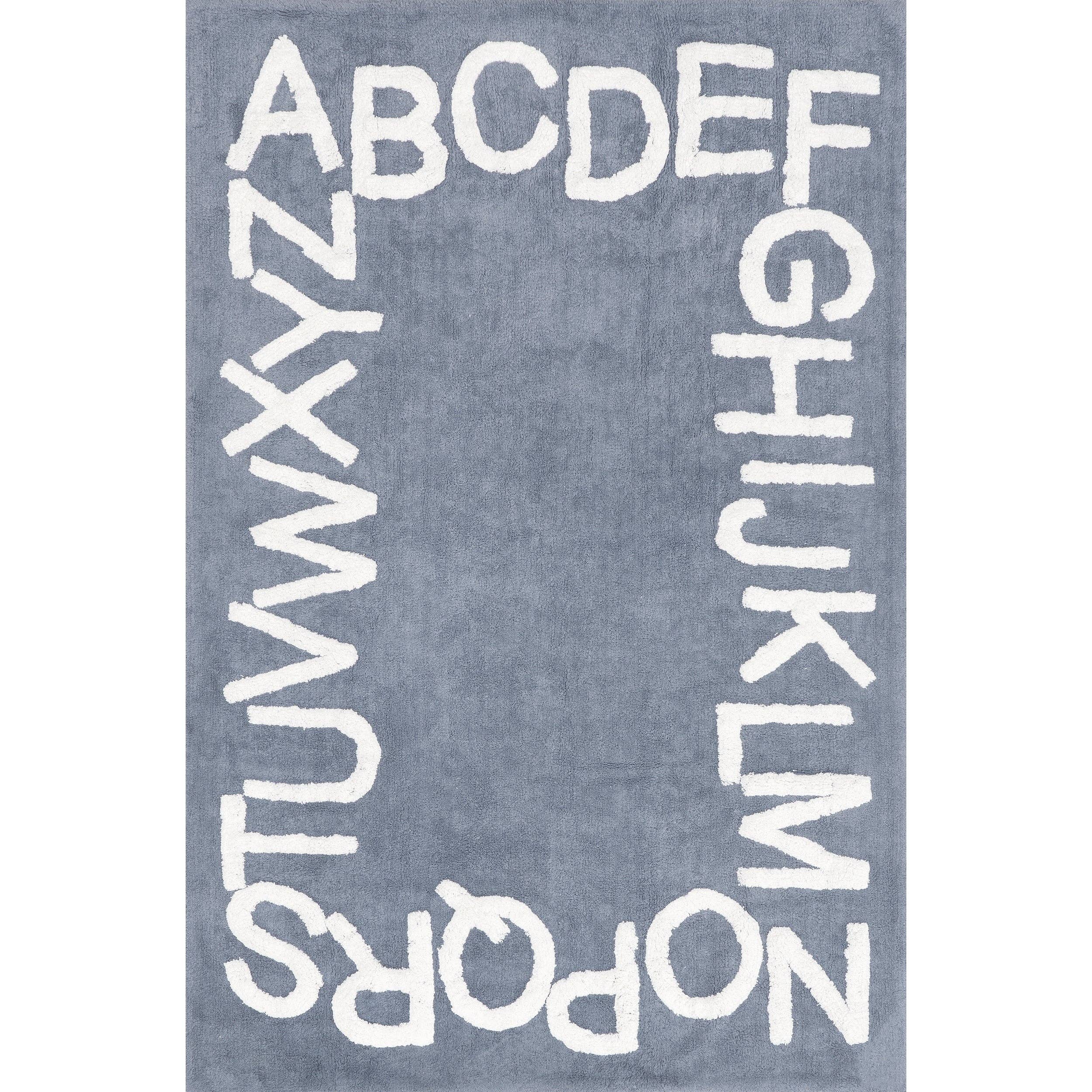 Kids Washable Round Alphabet Rug (Blue) - Round 6'