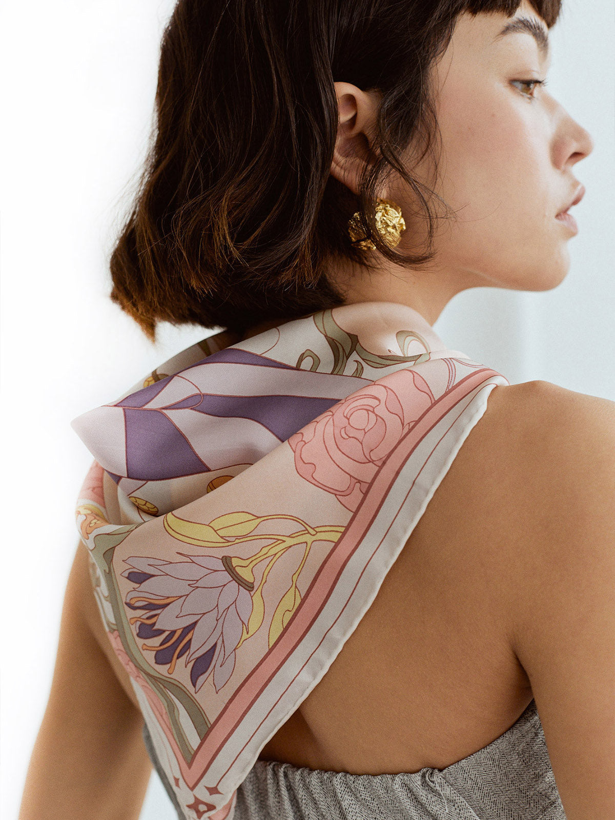 Lost Pattern The Dreamer Bandana Silk Scarf in pink