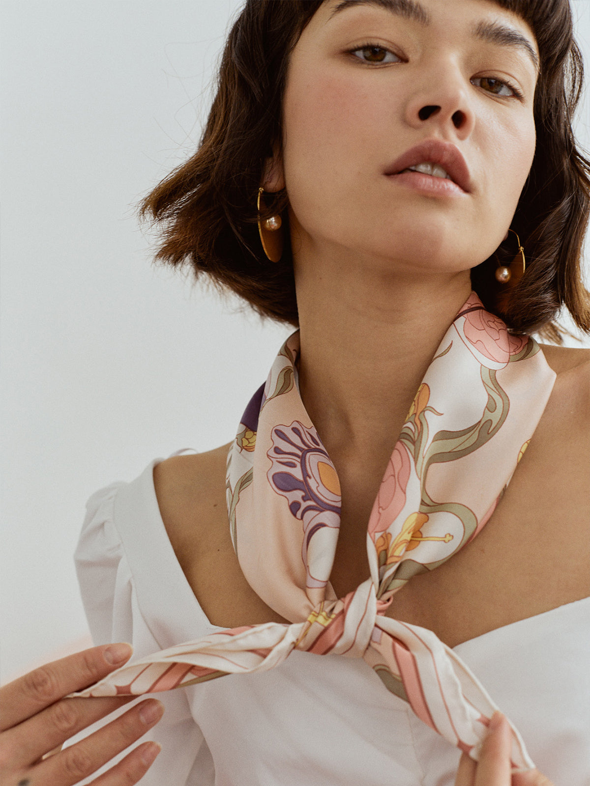 Lost Pattern The Dreamer Bandana Silk Scarf in pink