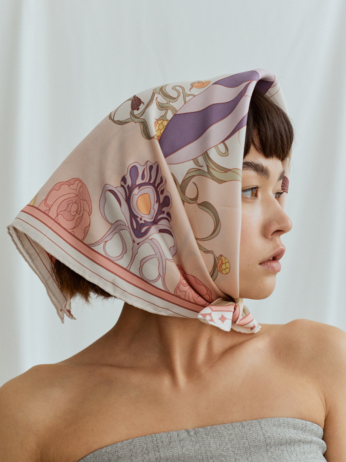 Lost Pattern The Dreamer Bandana Silk Scarf in pink