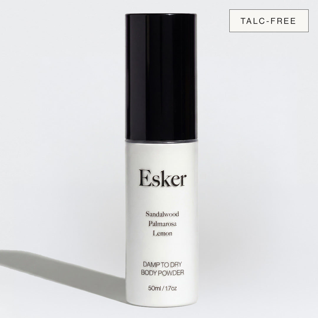 Esker Damp to Dry Body Powder bottle