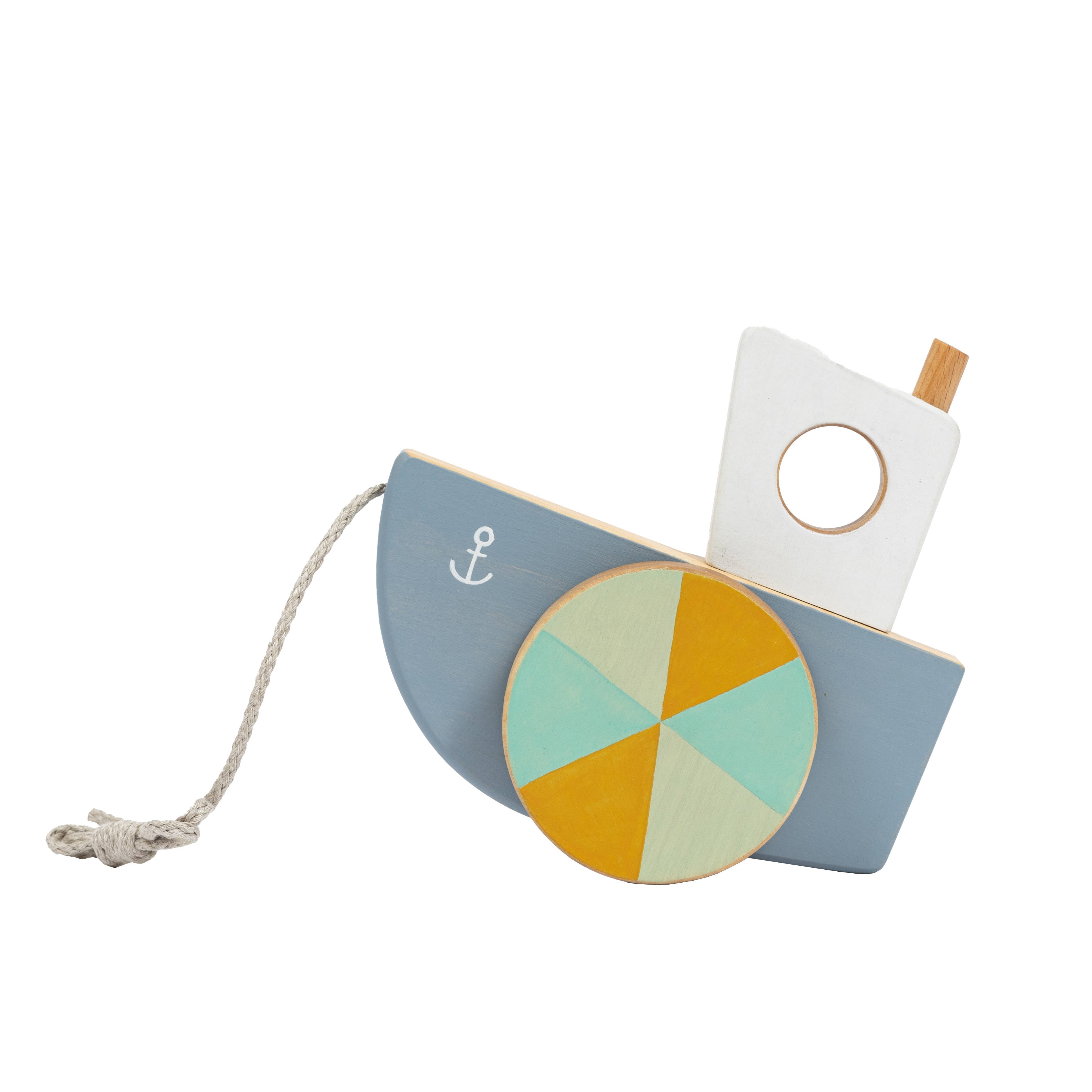 Handcrafted Birch Wood Boat Pull Toy