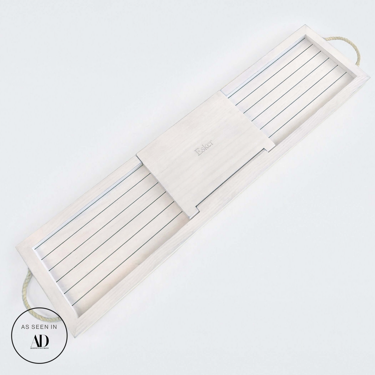 Esker Bath Board in pine with hemp rope handles