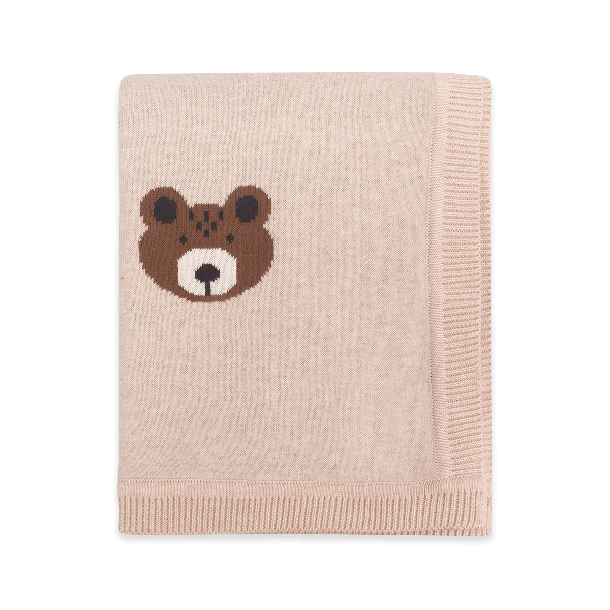 Brown Bear Knit Blanket in Oat Heather