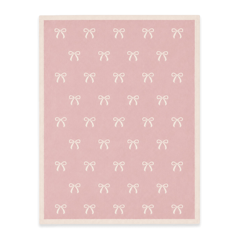 Sweet Bow Knit Blanket, Sweet Pink
